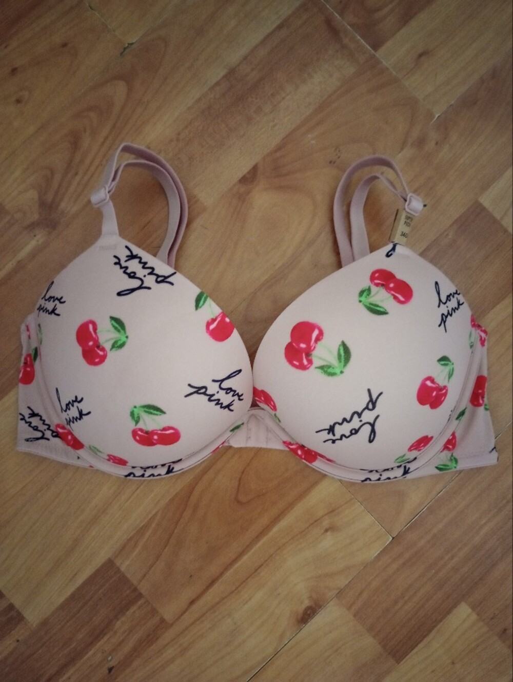New PINK Victoria's Secret Cherry Print Push Up Bra